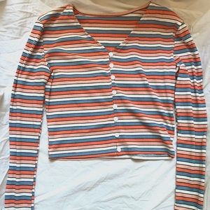 Striped long sleeved top with buttons